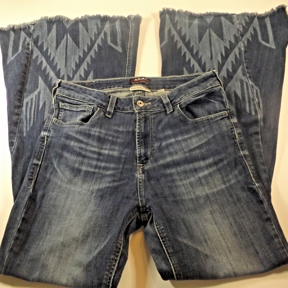 ARIAT Chimayo Collection Aztec Lazer-Etched, Bell Bottom Flare, Boho, Size 30R
